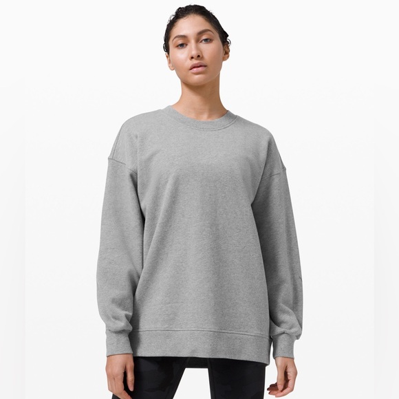 lululemon athletica Sweaters - Lululemon Perfectly Oversized Crew Sweater Grey Size 12